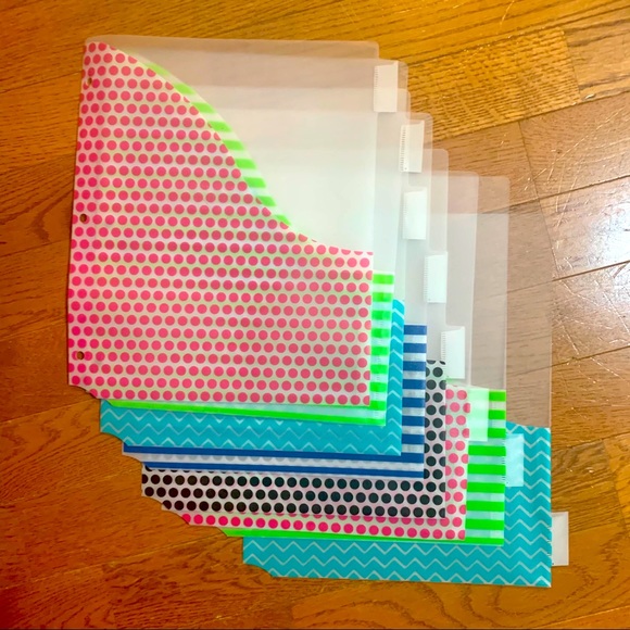 Pocketed Multi-Colored Tabbed Dividers 8pc NEW - Picture 1 of 4